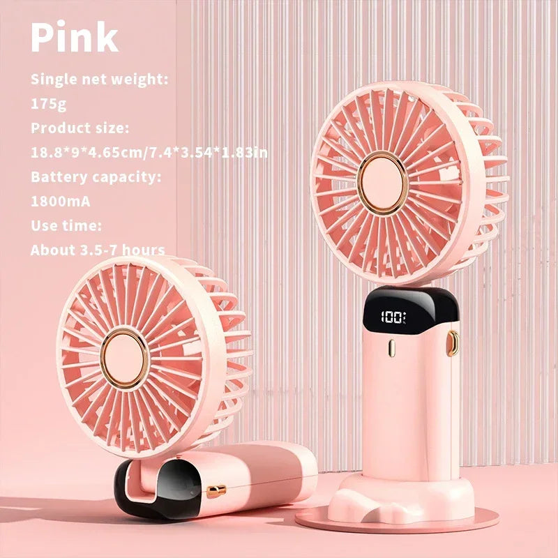 Handheld Mini Fan with Display Screen