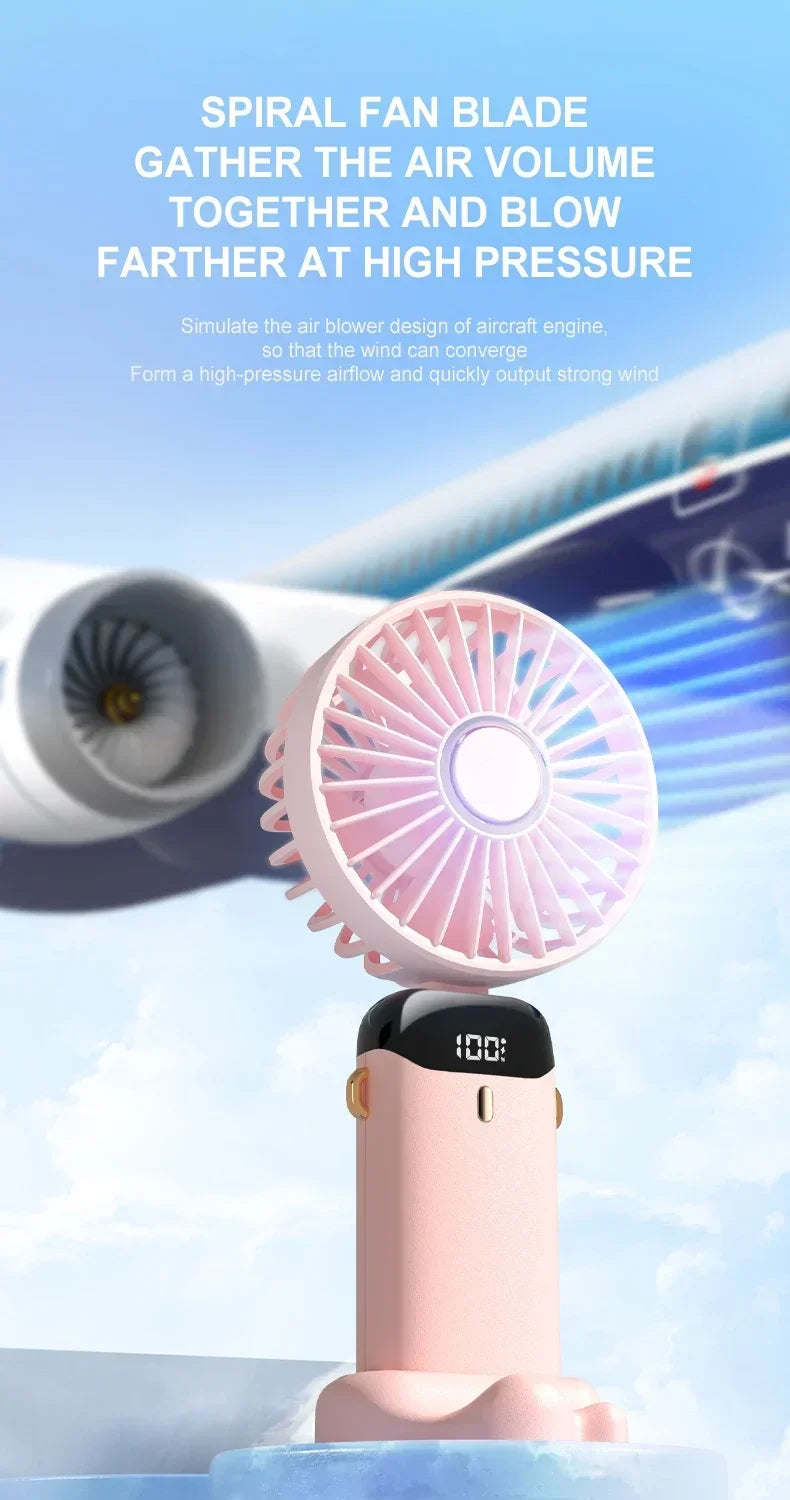 Handheld Mini Fan with Display Screen