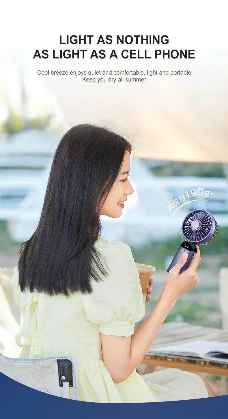 Handheld Mini Fan with Display Screen