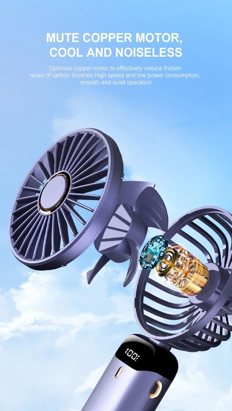 Handheld Mini Fan with Display Screen