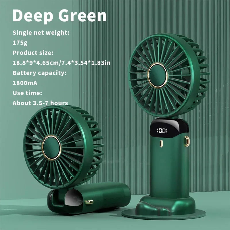 Handheld Mini Fan with Display Screen