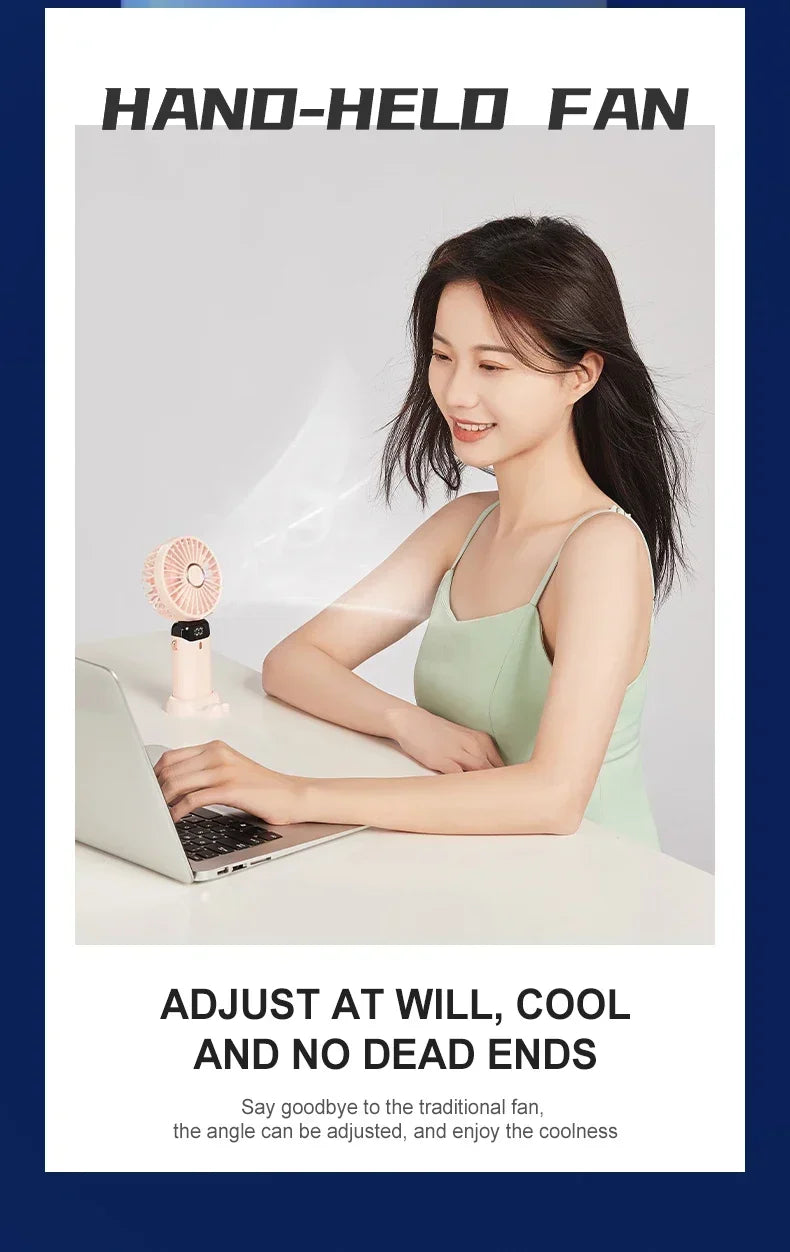 Handheld Mini Fan with Display Screen