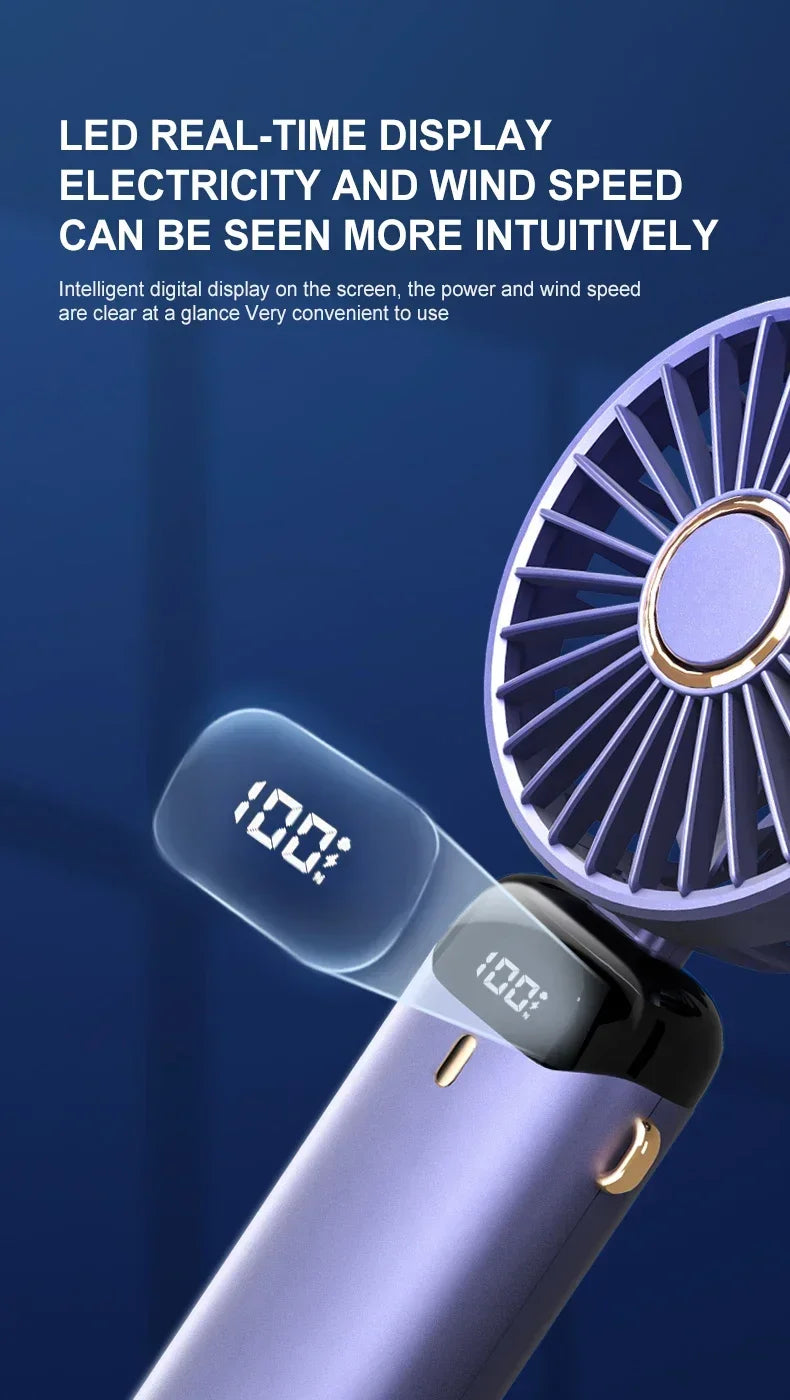 Handheld Mini Fan with Display Screen