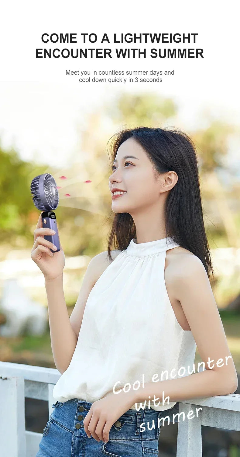 Handheld Mini Fan with Display Screen