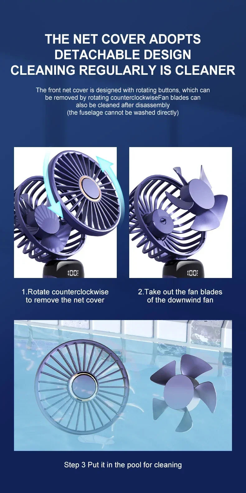 Handheld Mini Fan with Display Screen