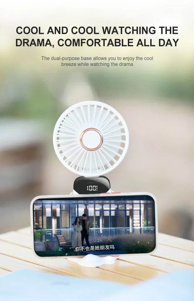 Handheld Mini Fan with Display Screen