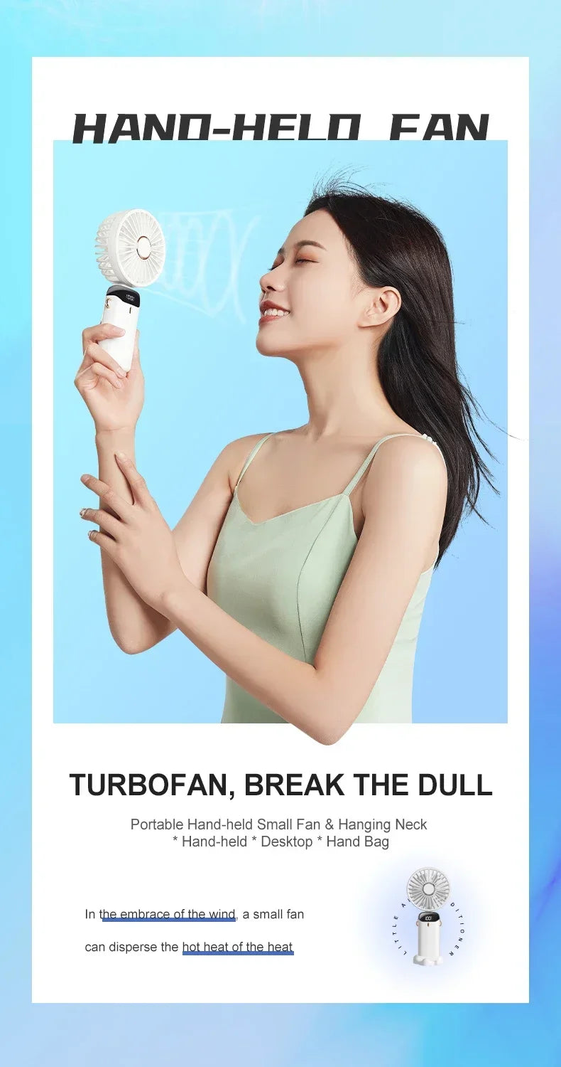 Handheld Mini Fan with Display Screen