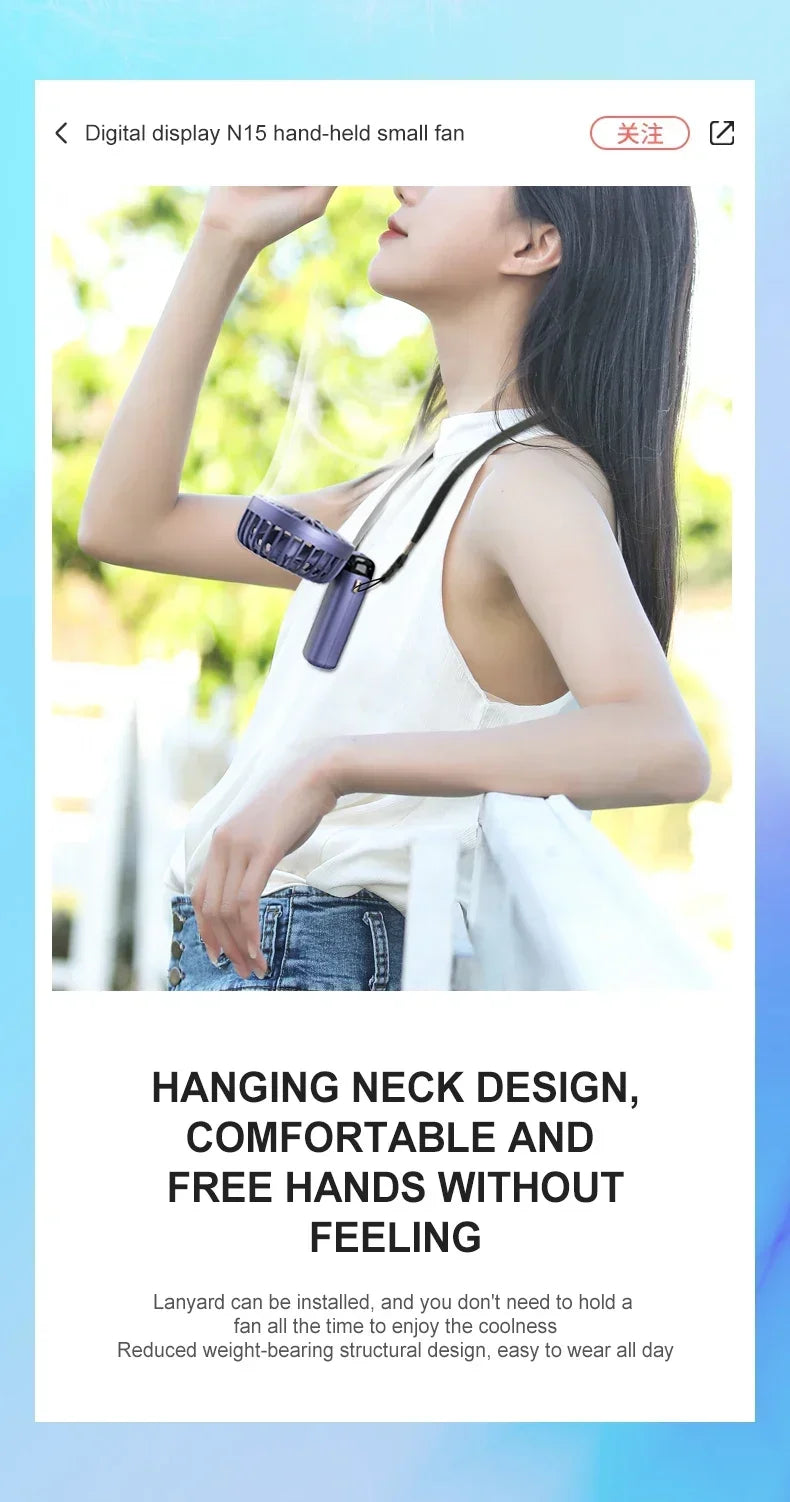 Handheld Mini Fan with Display Screen